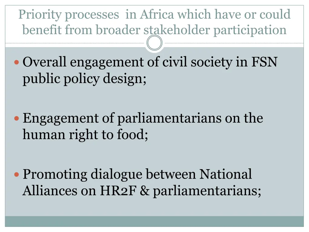 priority processes in africa which have or could 2
