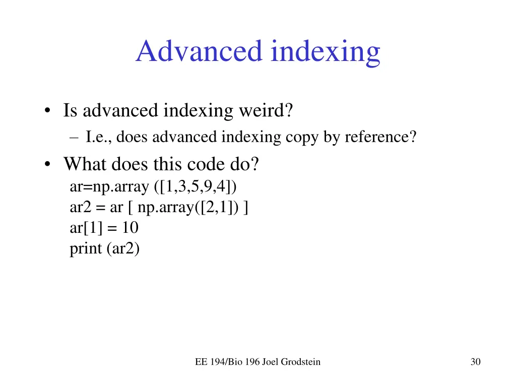 advanced indexing 2