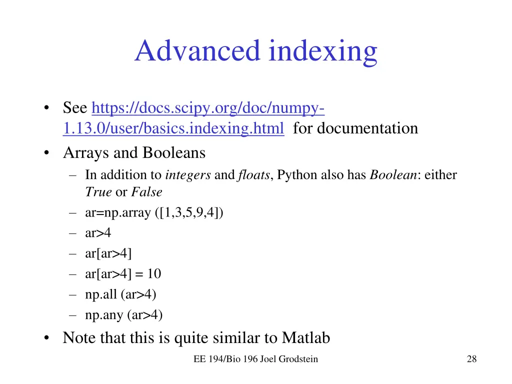 advanced indexing