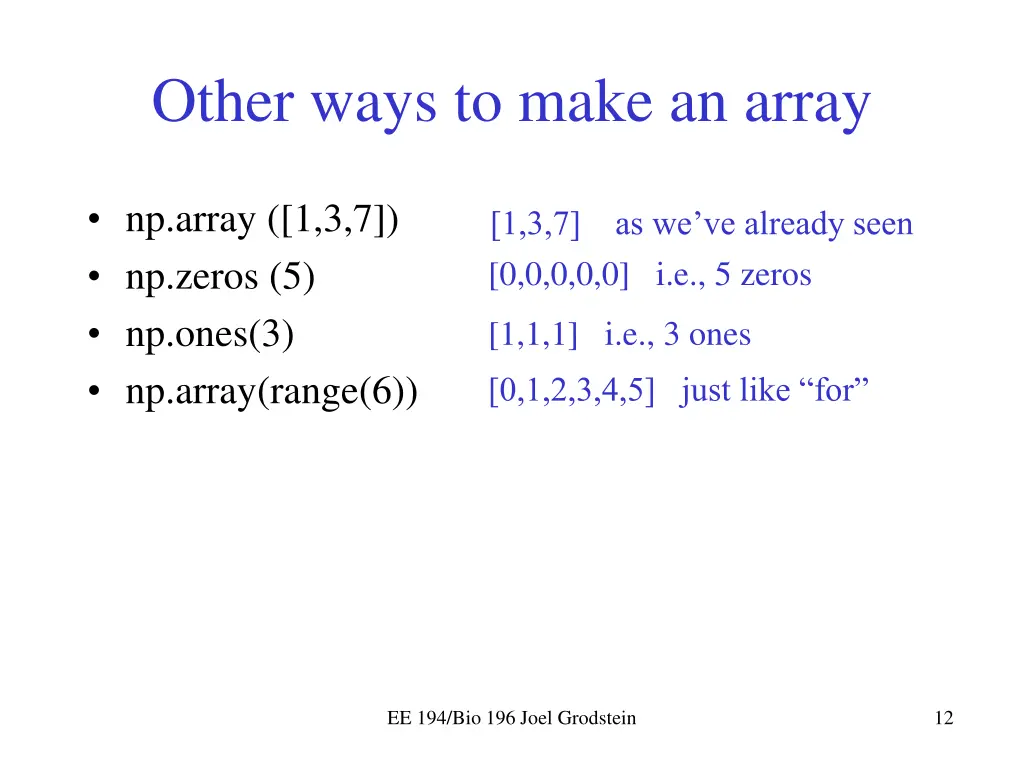 other ways to make an array