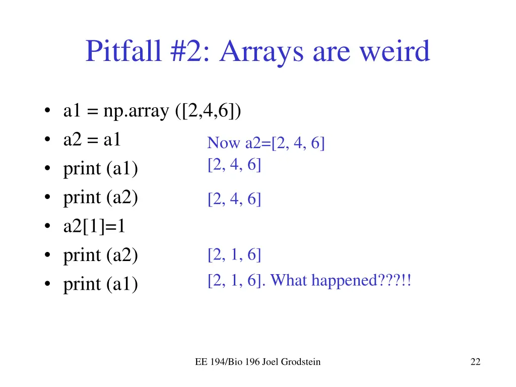 pitfall 2 arrays are weird