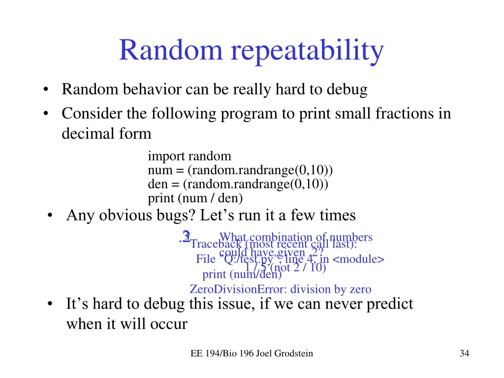 random repeatability