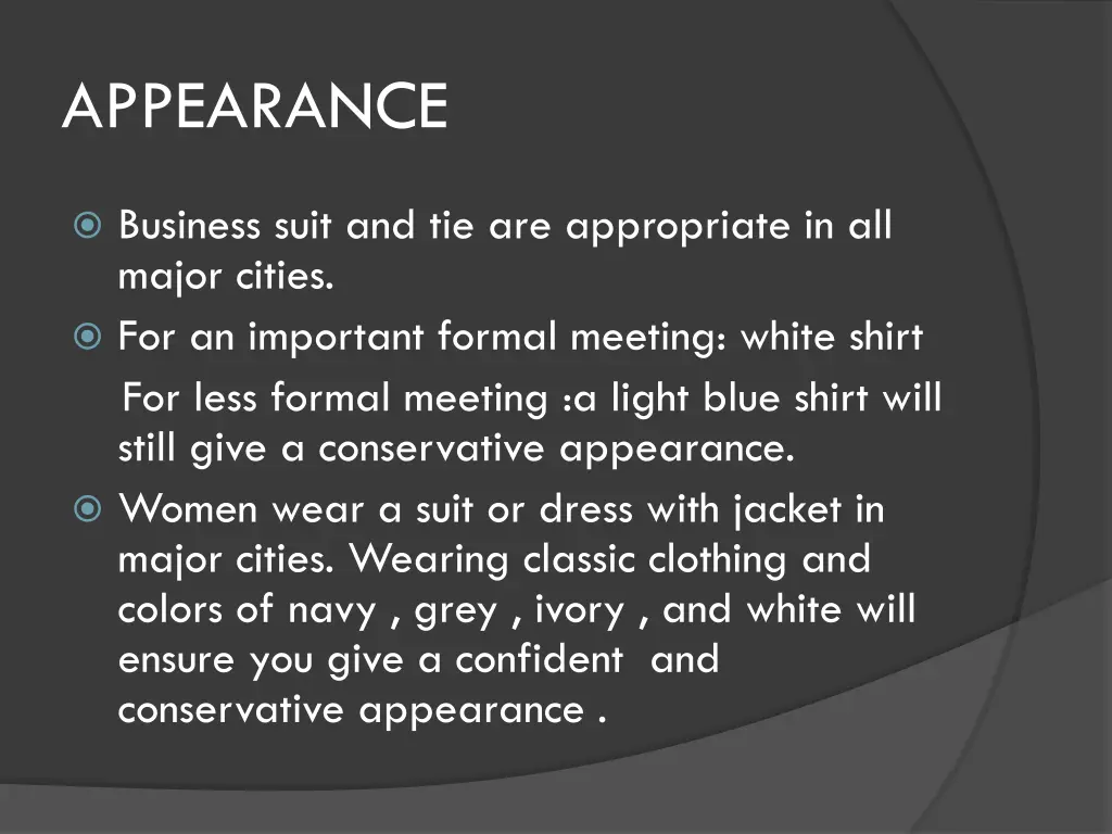 appearance