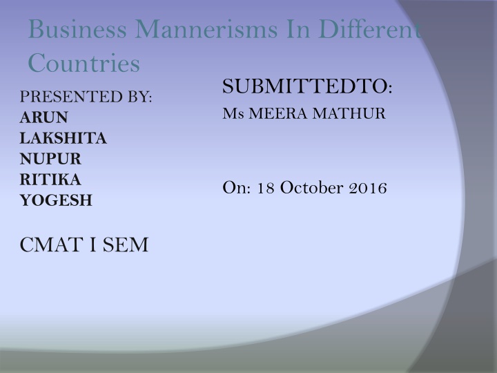 business mannerisms in different countries