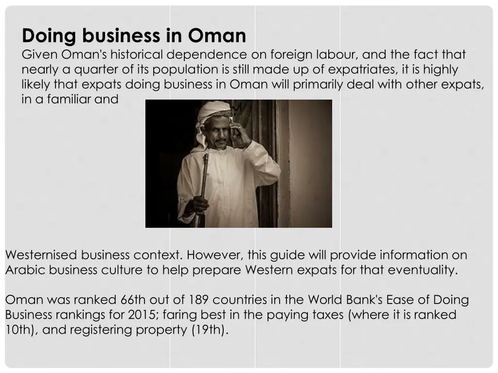 doing business in oman given oman s historical