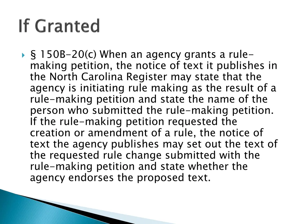 150b 20 c when an agency grants a rule making
