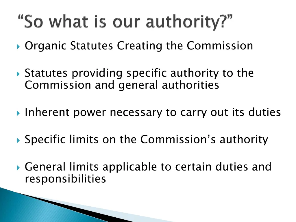 organic statutes creating the commission