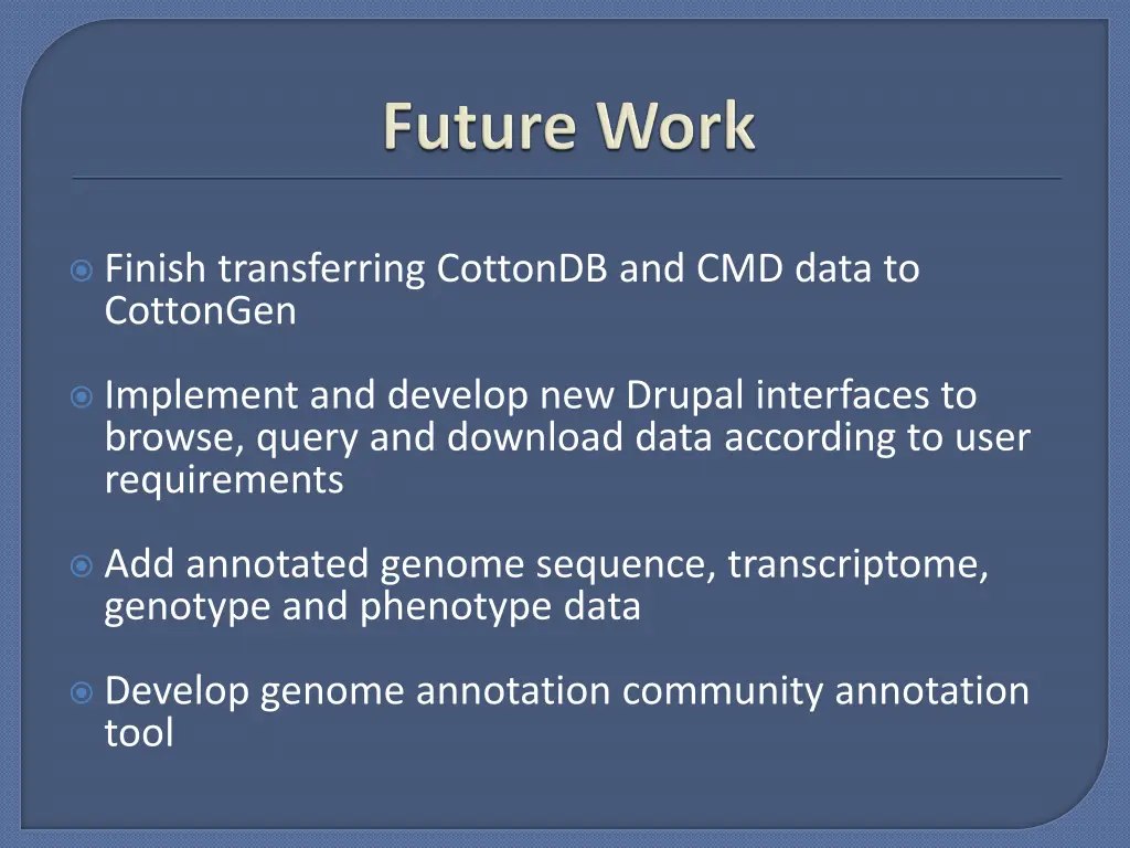 finish transferring cottondb and cmd data