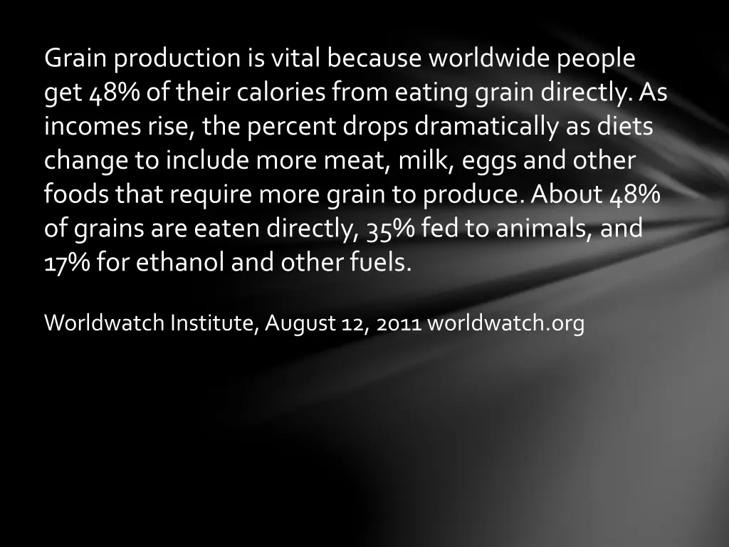 grain production is vital because worldwide