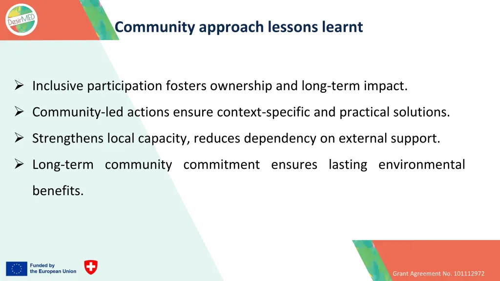 community approach lessons learnt