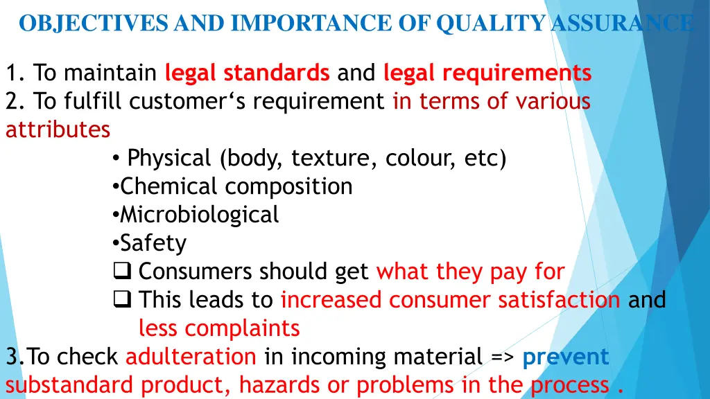 objectives and importance of quality assurance