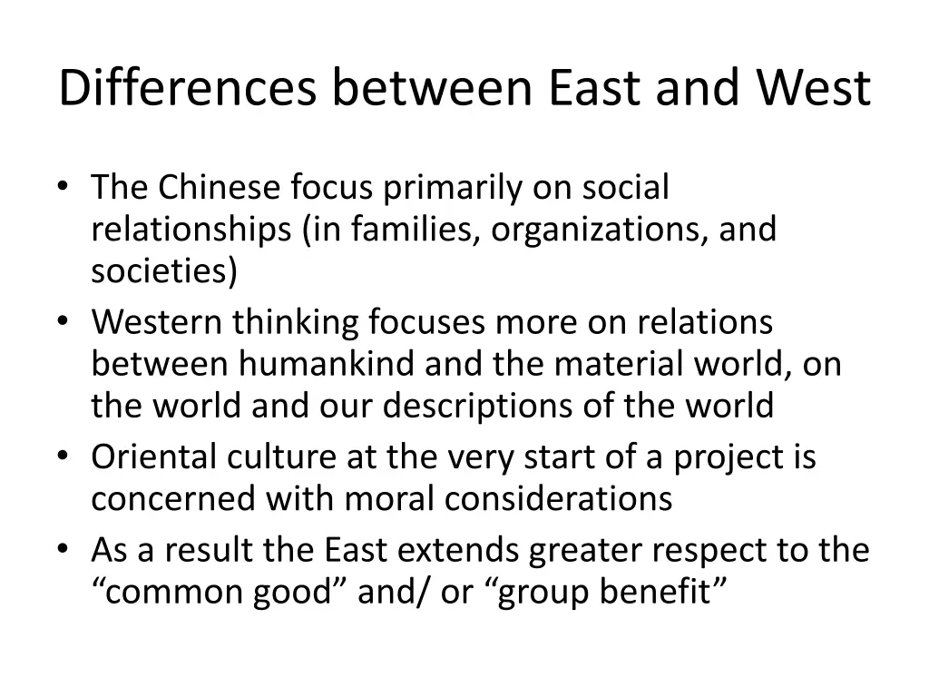 differences between east and west