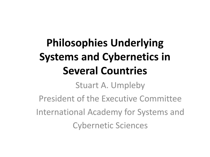 philosophies underlying systems and cybernetics