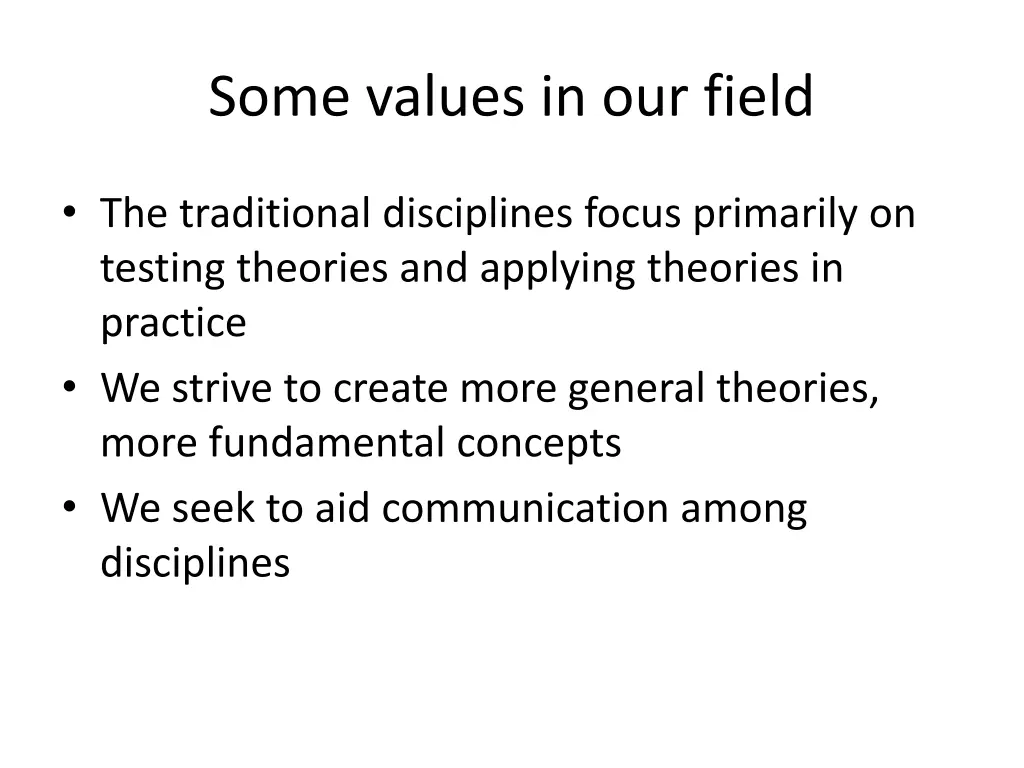 some values in our field