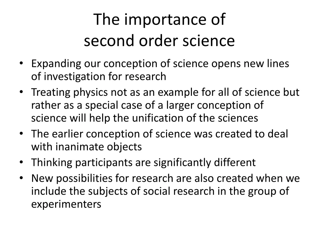 the importance of second order science expanding