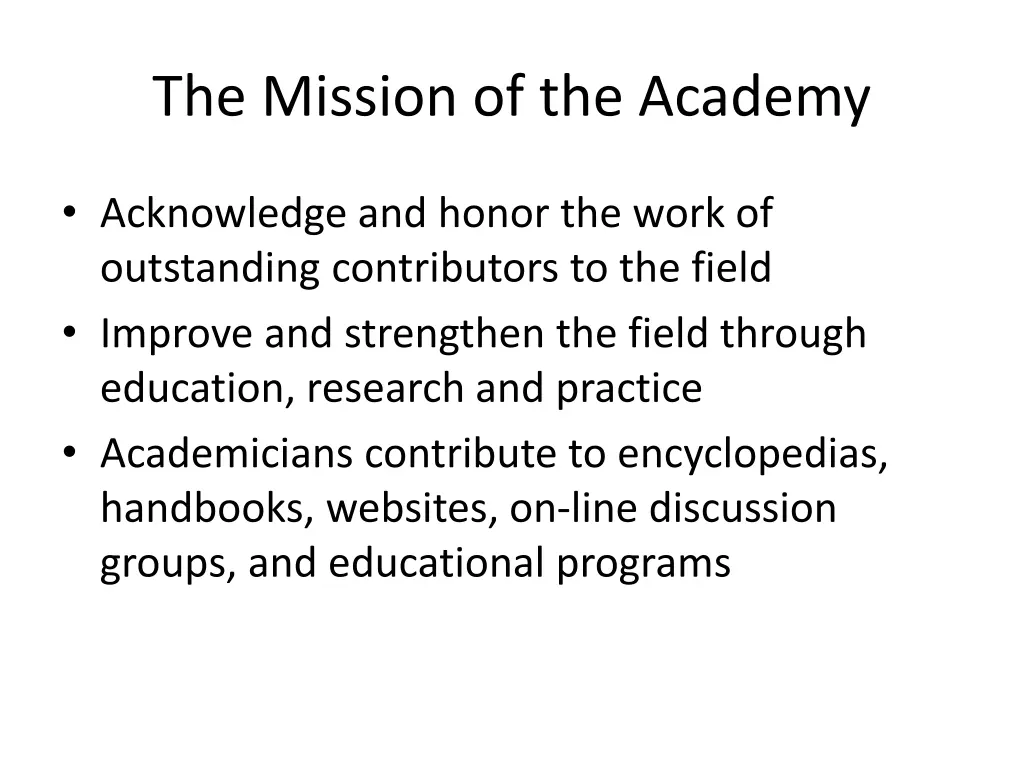 the mission of the academy