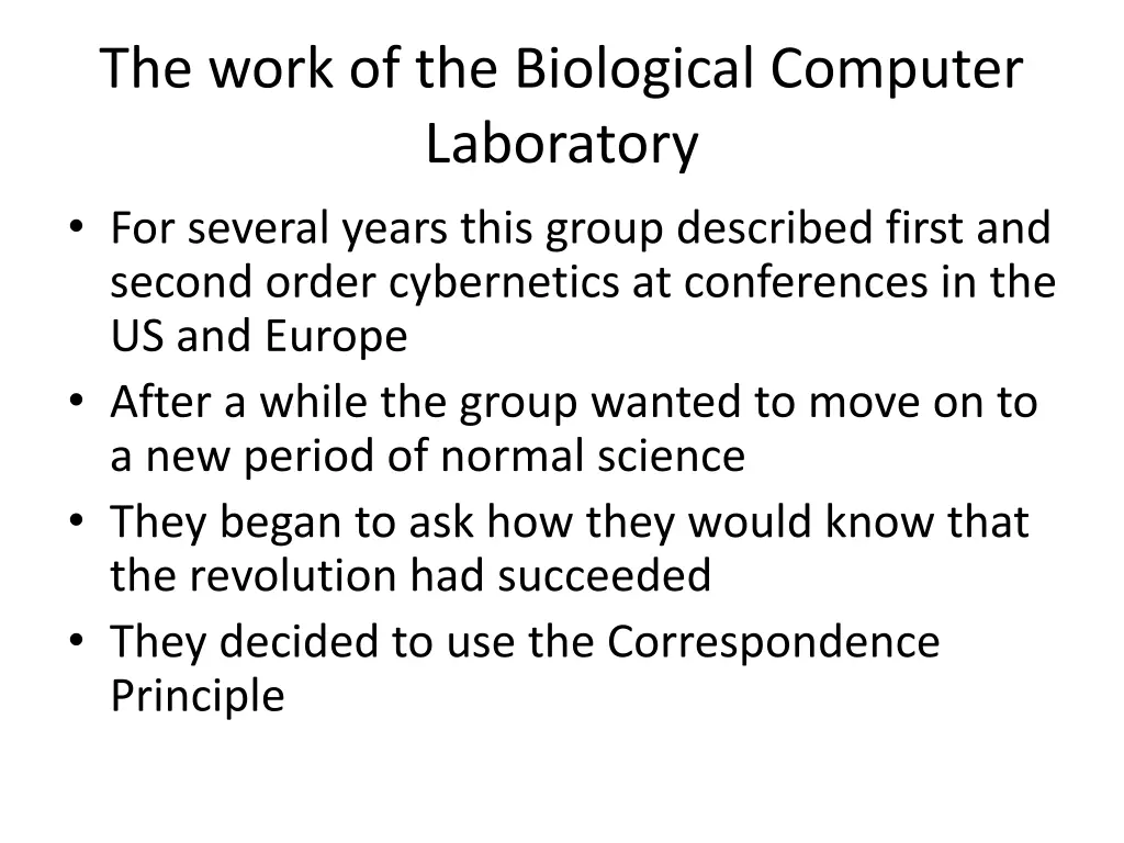 the work of the biological computer laboratory