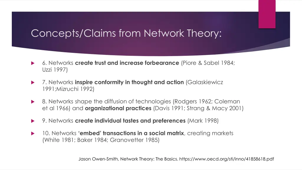 concepts claims from network theory 1