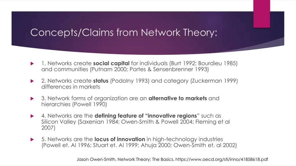 concepts claims from network theory