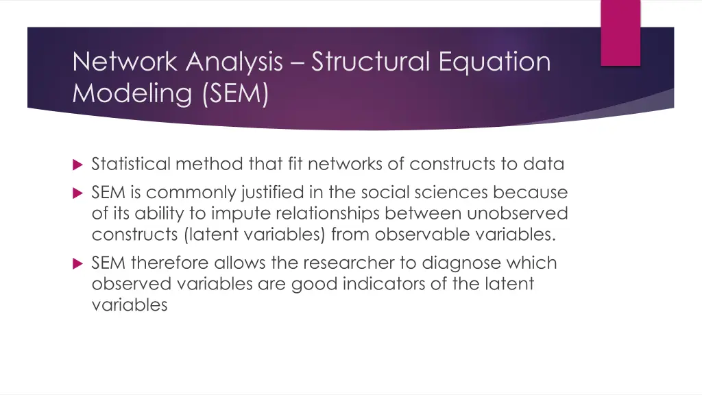 network analysis structural equation modeling sem