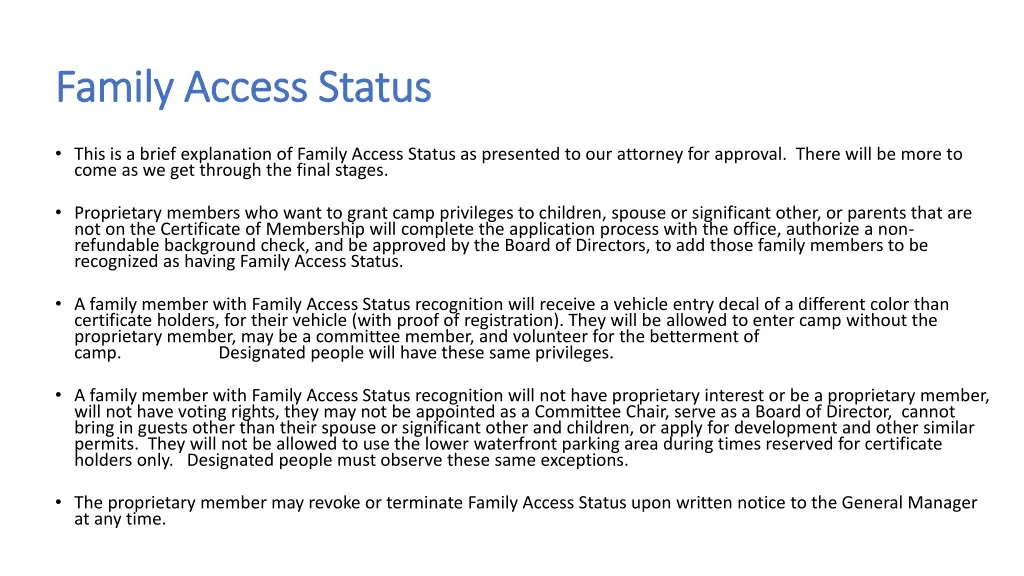 family access status family access status