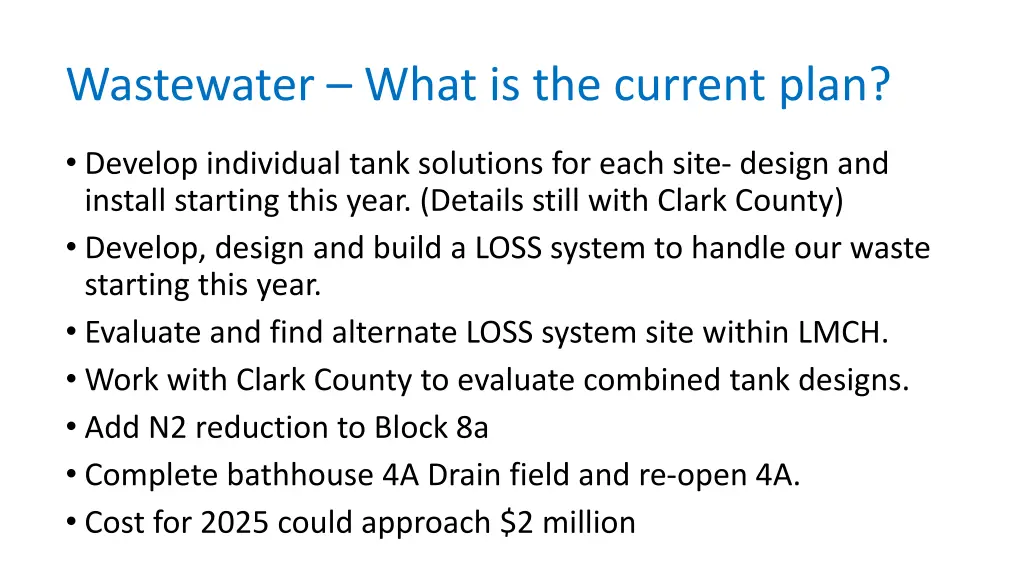 wastewater what is the current plan