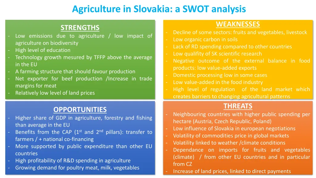 agriculture in slovakia a swot analysis