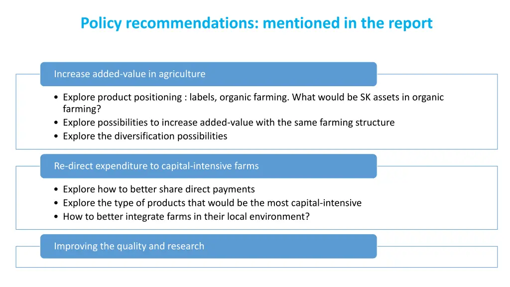 policy recommendations mentioned in the report