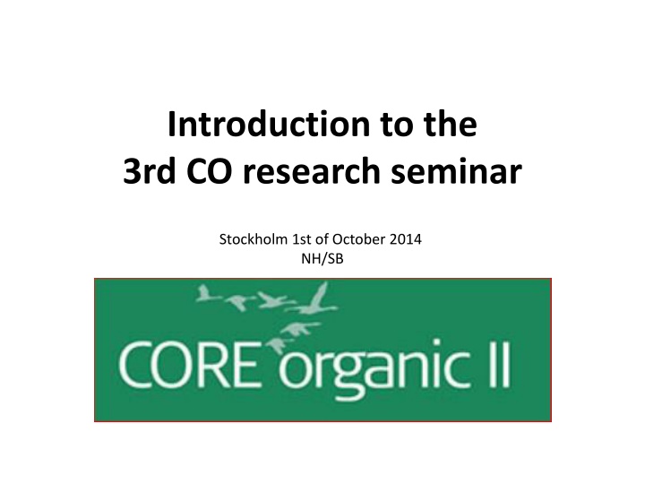 introduction to the 3rd co research seminar