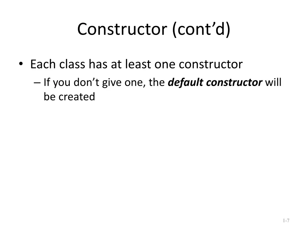 constructor cont d