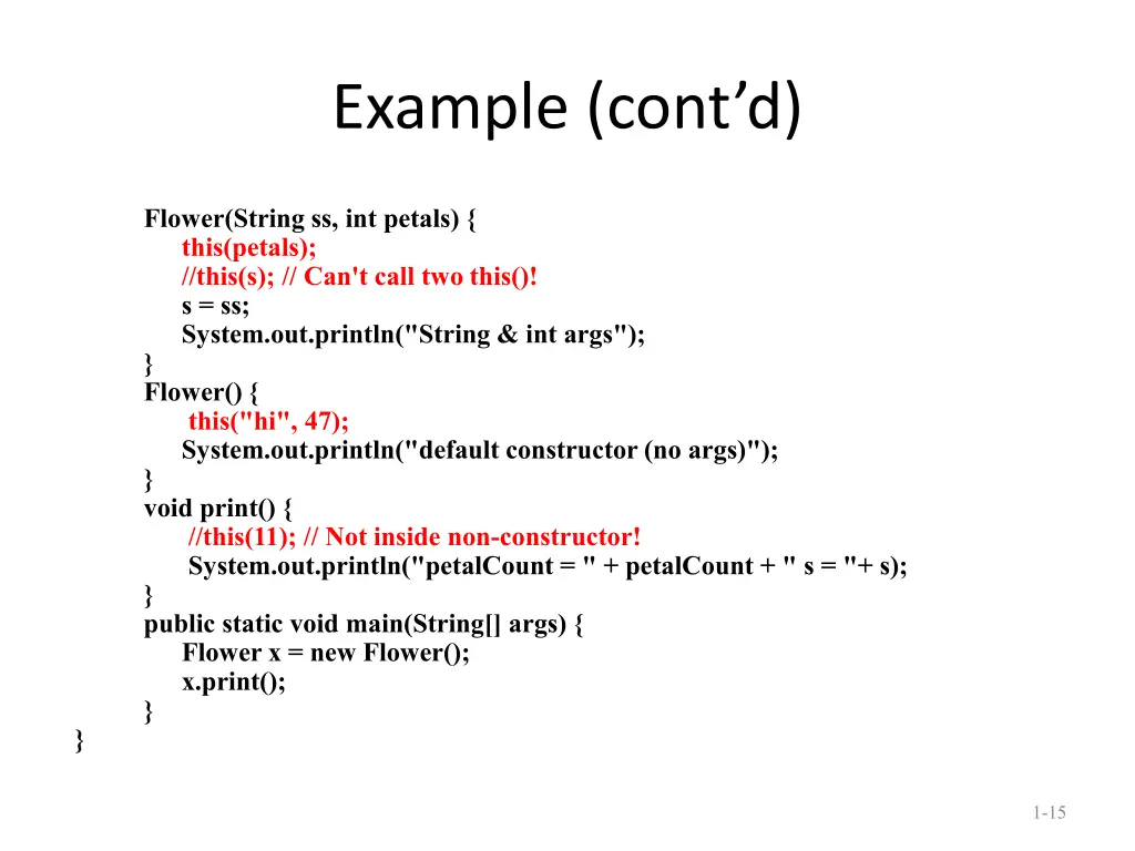 example cont d