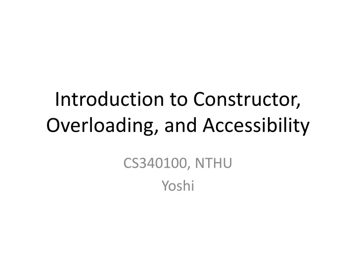 introduction to constructor overloading