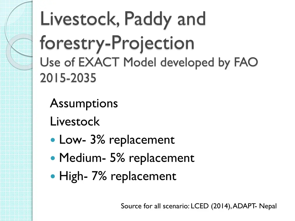 livestock paddy and forestry projection