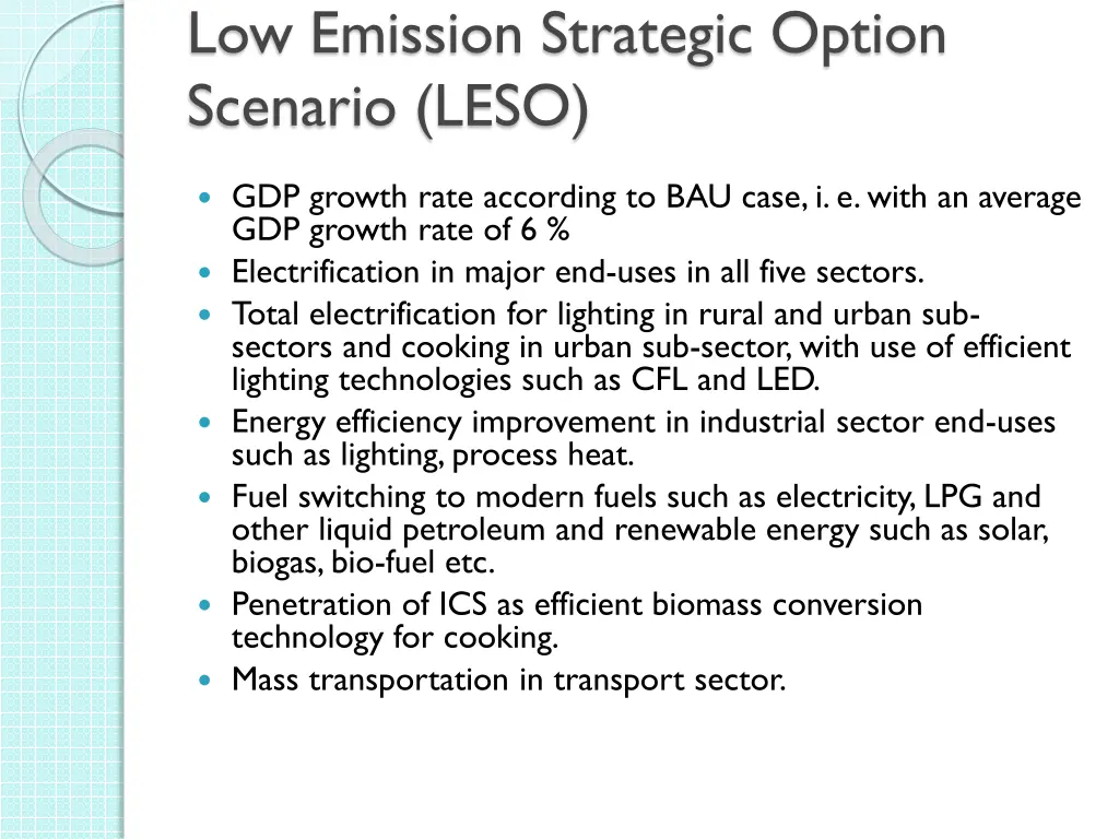 low emission strategic option scenario leso