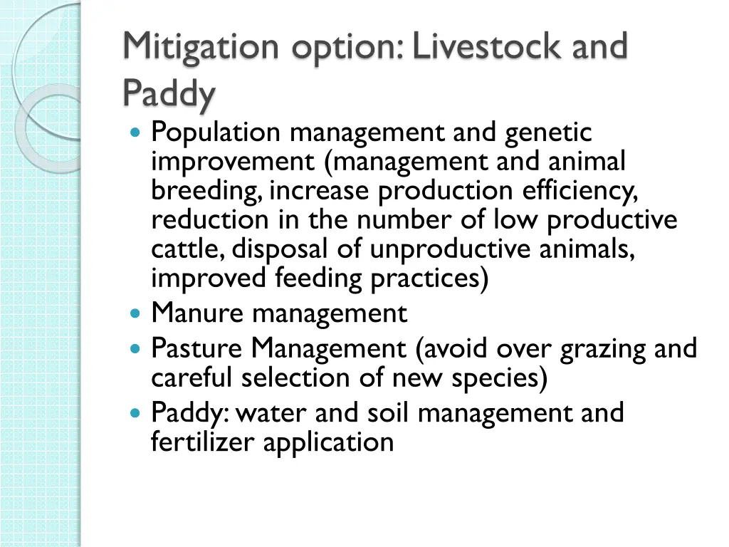 mitigation option livestock and paddy population