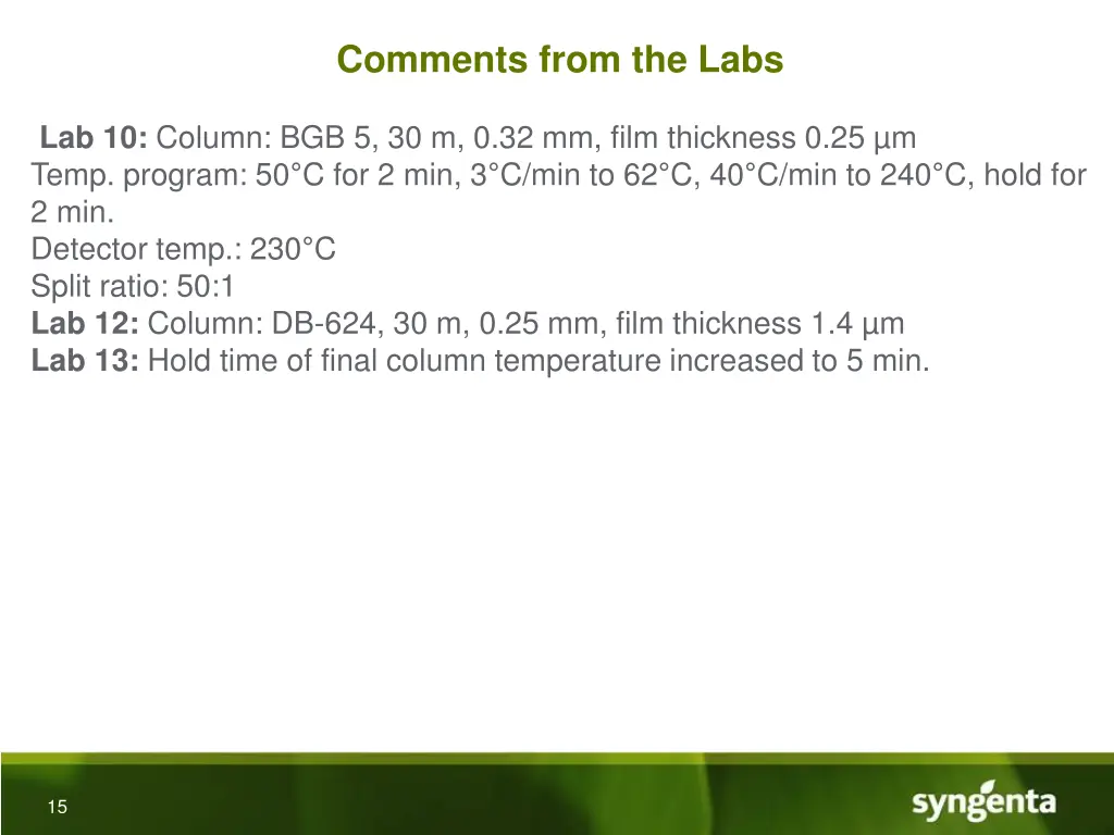 comments from the labs 1