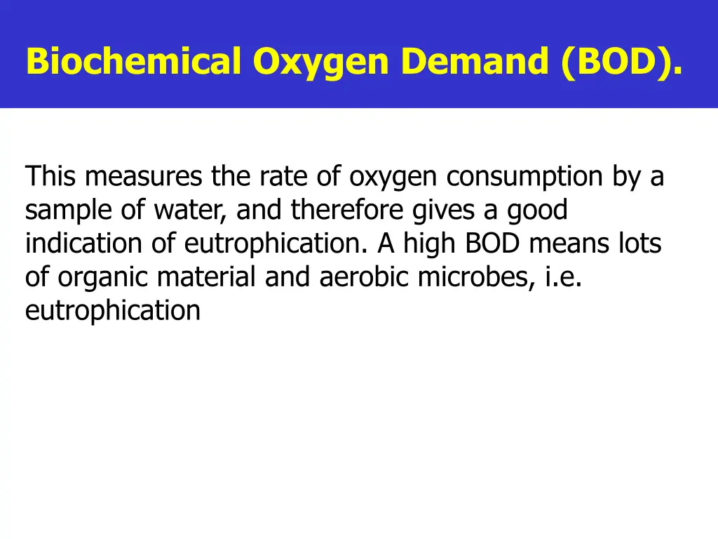 biochemical oxygen demand bod