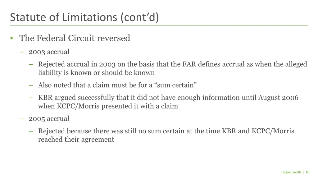 statute of limitations cont d