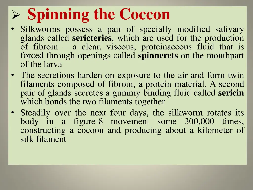 spinning the coccon silkworms possess a pair