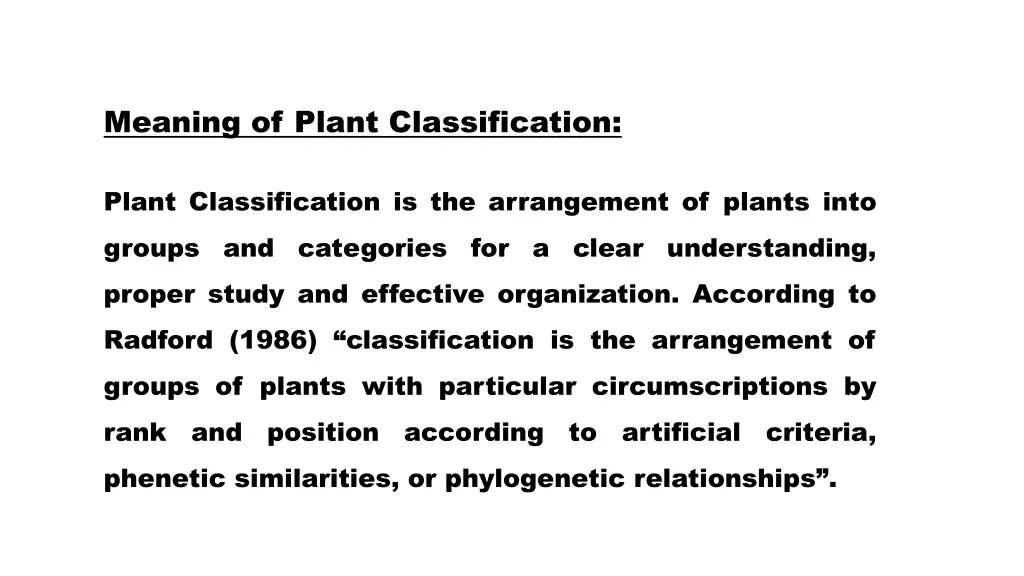 meaning of plant classification