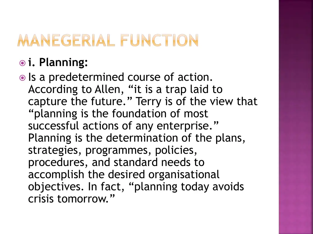 manegerial function
