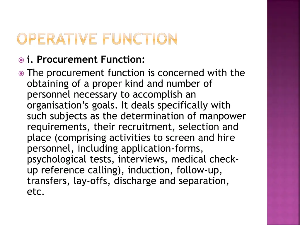 operative function
