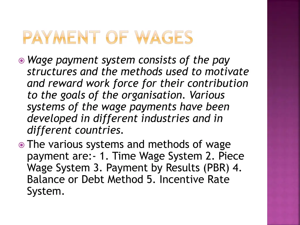 payment of wages