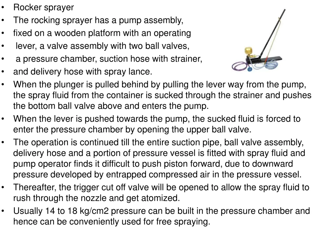 rocker sprayer the rocking sprayer has a pump