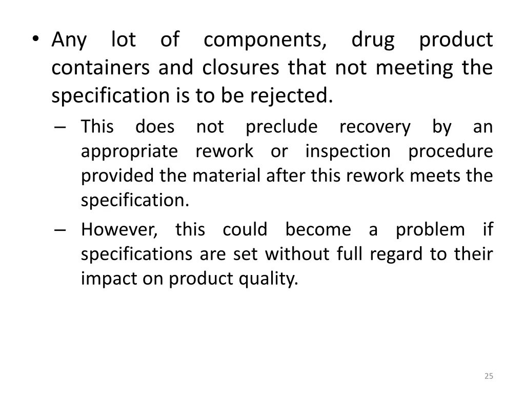 any lot of components drug product containers