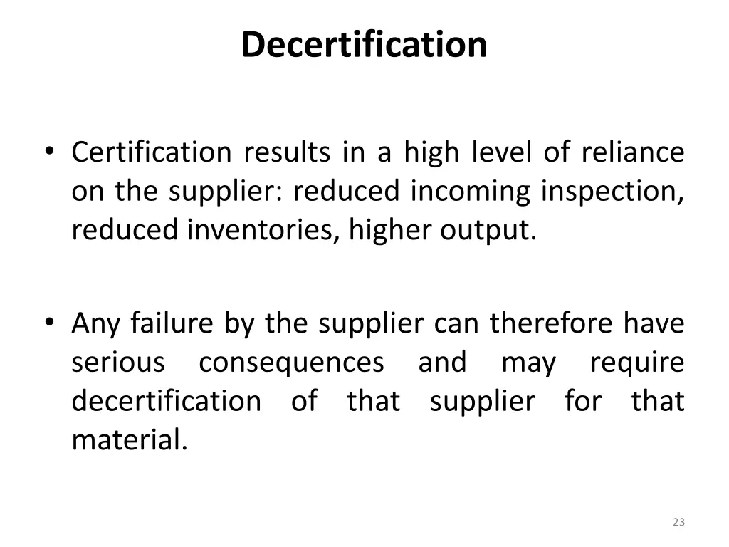 decertification