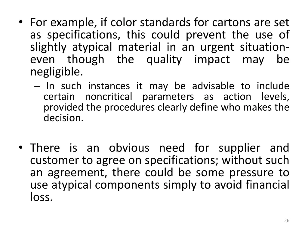 for example if color standards for cartons