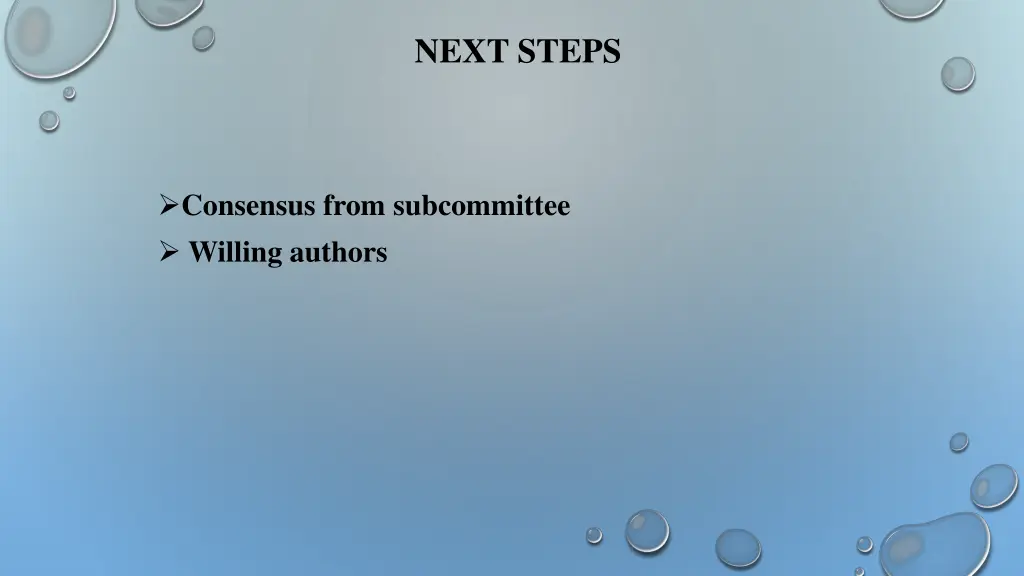 next steps