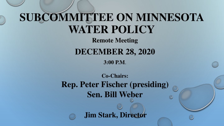 subcommittee on minnesota water policy remote