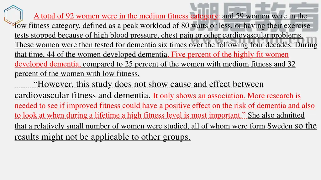 a total of 92 women were in the medium fitness 1